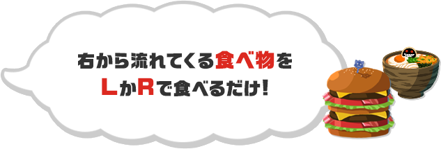 右から流れてくる食べ物をLかRで食べるだけ！