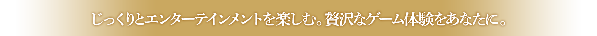 じっくりとエンターテインメントを楽しむ。贅沢なゲーム体験をあなたに。