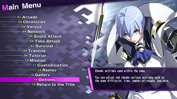 Game settings - Under Night In-Birth Exe:Late[st]