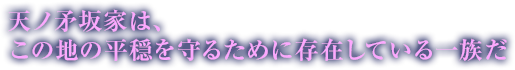 天ノ矛坂家は、この地の平穏を守るために存在している一族だ